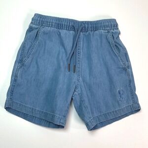 Psycho Bunny Boys Denim Shorts Elastic Waist Drawstring Bunny Logo Size 5-6